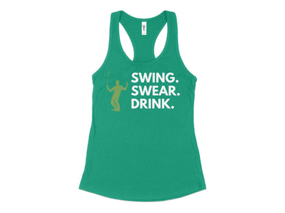 Funny Golfer Gifts  Womens Tank Top XS / Kelly Green Swing Swear Drink Golf Womans Tank Top
