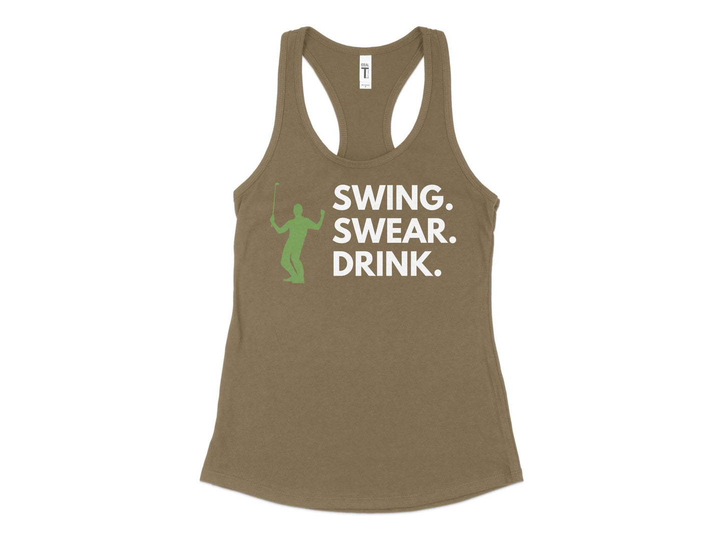 Funny Golfer Gifts  Womens Tank Top XS / Military Green Swing Swear Drink Golf Womans Tank Top