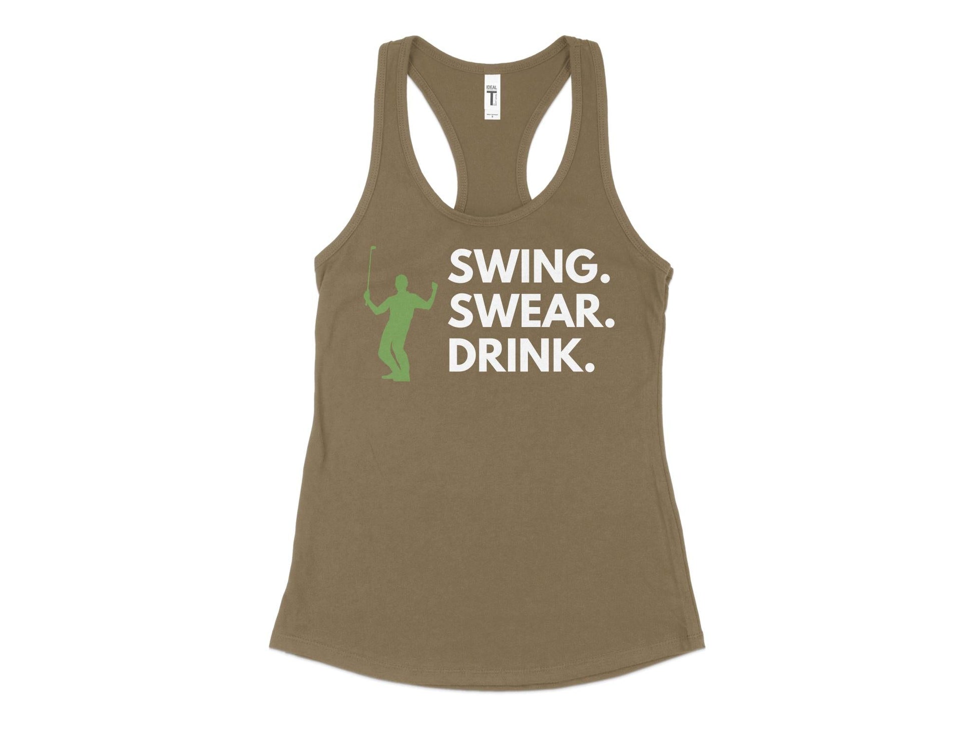 Funny Golfer Gifts  Womens Tank Top XS / Military Green Swing Swear Drink Golf Womans Tank Top