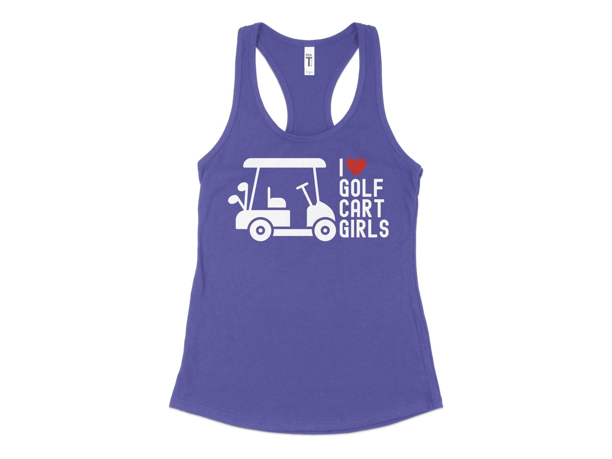 Funny Golfer Gifts  Womens Tank Top XS / Purple Rush I Love Golf Cart Girls Golf Womans Tank Top