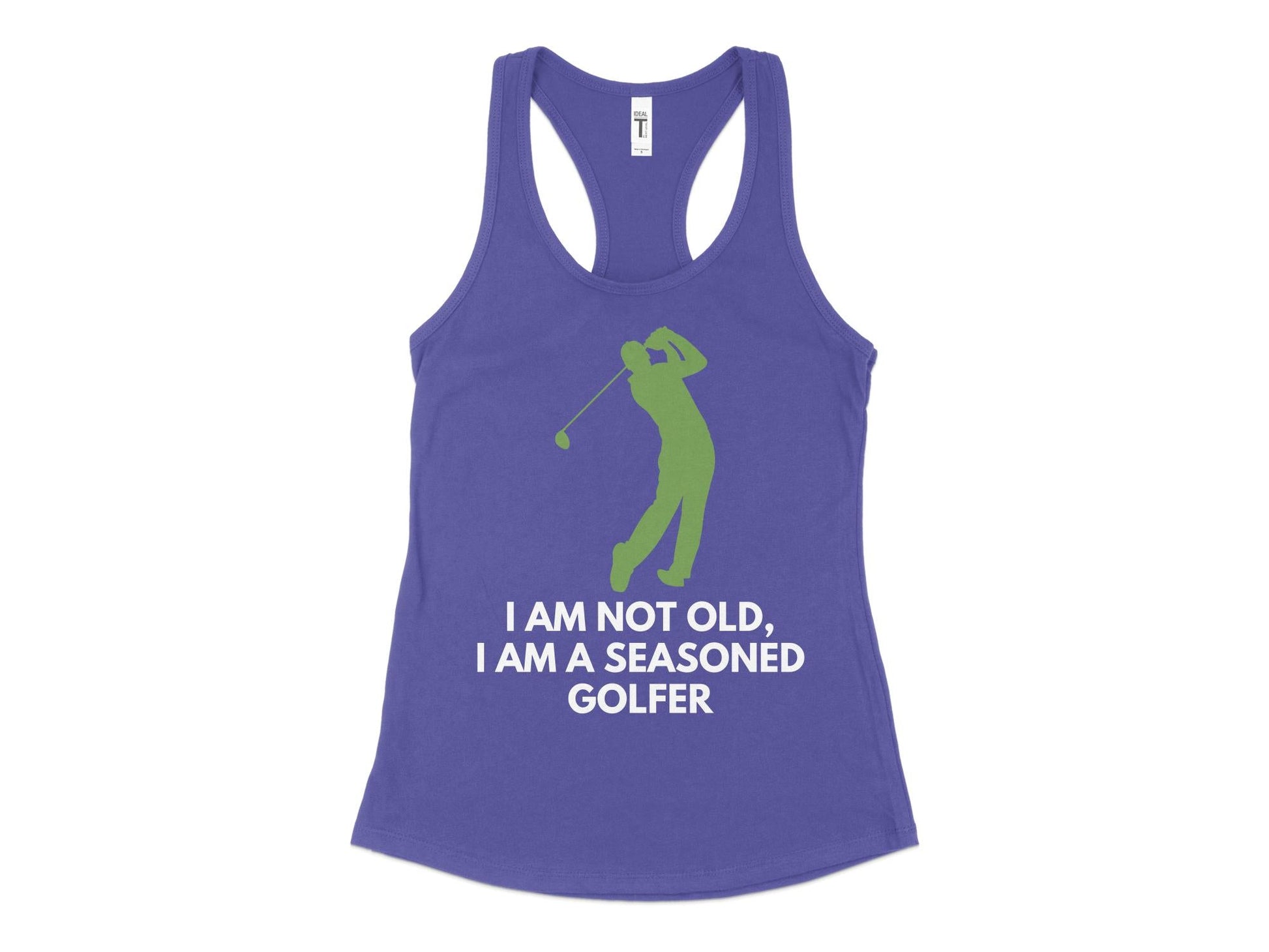Funny Golfer Gifts  Womens Tank Top XS / Purple Rush Im Not Old Im a Seasoned Golfer Golf Womans Tank Top