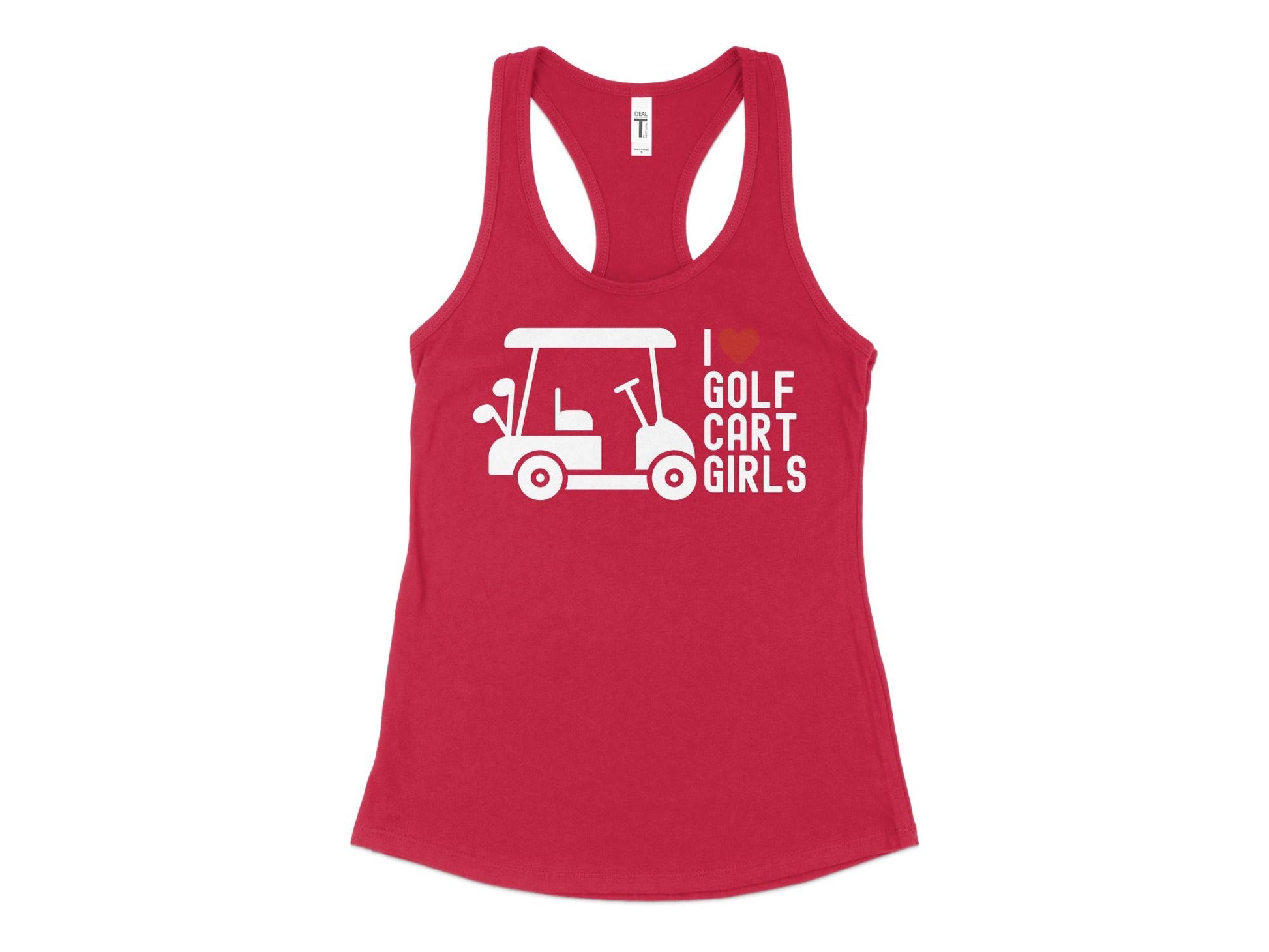 Funny Golfer Gifts  Womens Tank Top XS / Red I Love Golf Cart Girls Golf Womans Tank Top