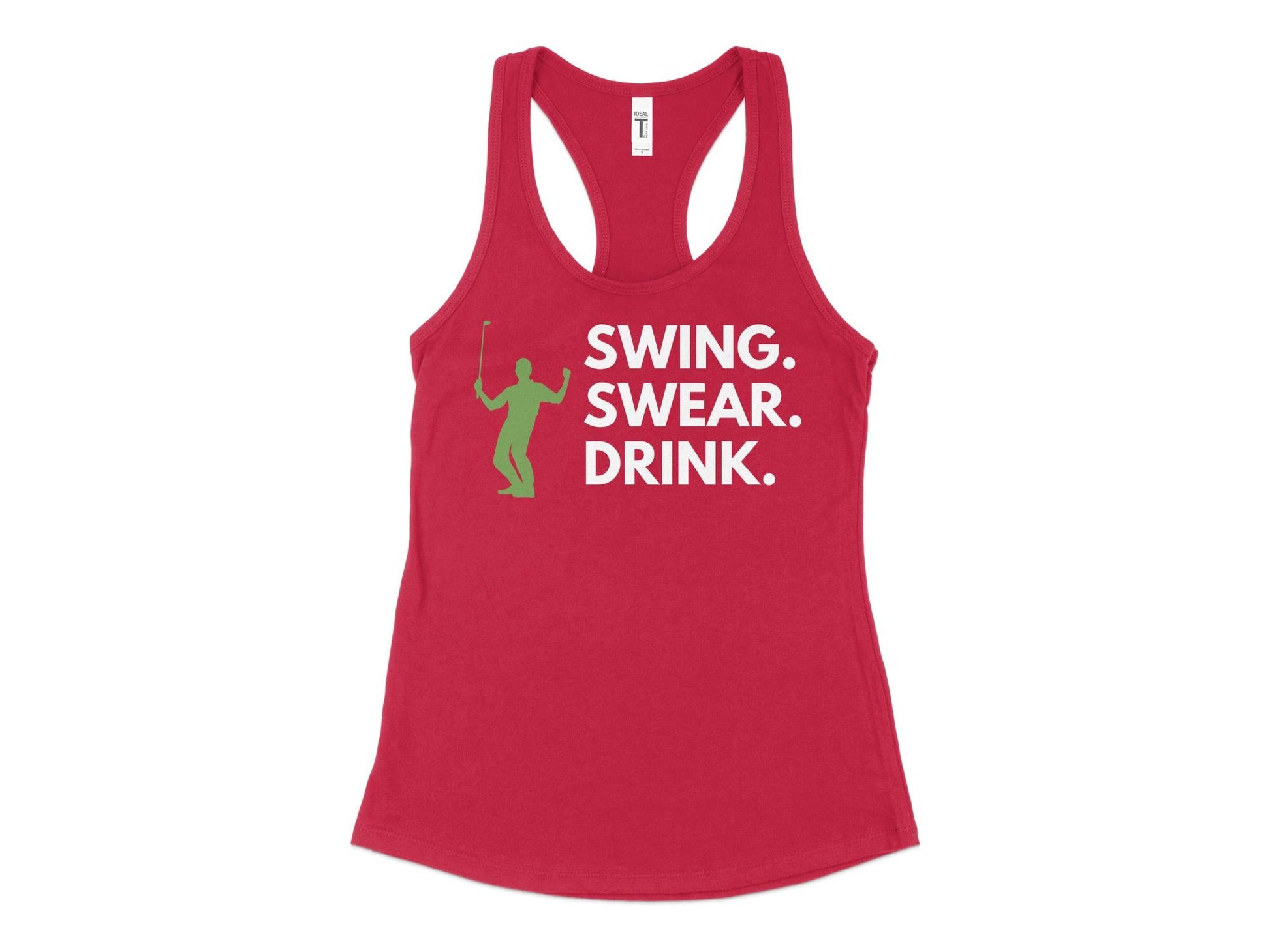 Funny Golfer Gifts  Womens Tank Top XS / Red Swing Swear Drink Golf Womans Tank Top