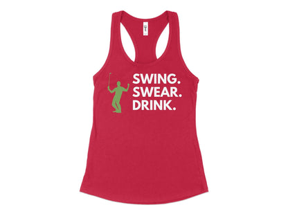 Funny Golfer Gifts  Womens Tank Top XS / Red Swing Swear Drink Golf Womans Tank Top