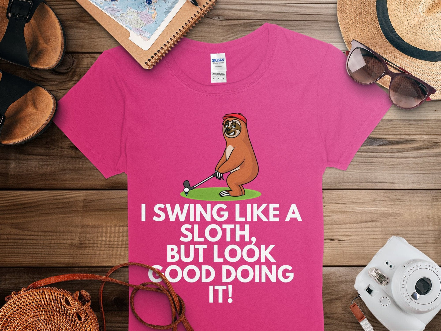 Funny Golfer Gifts  Womens TShirt I Swing Like a Sloth Golf Womans T-Shirt