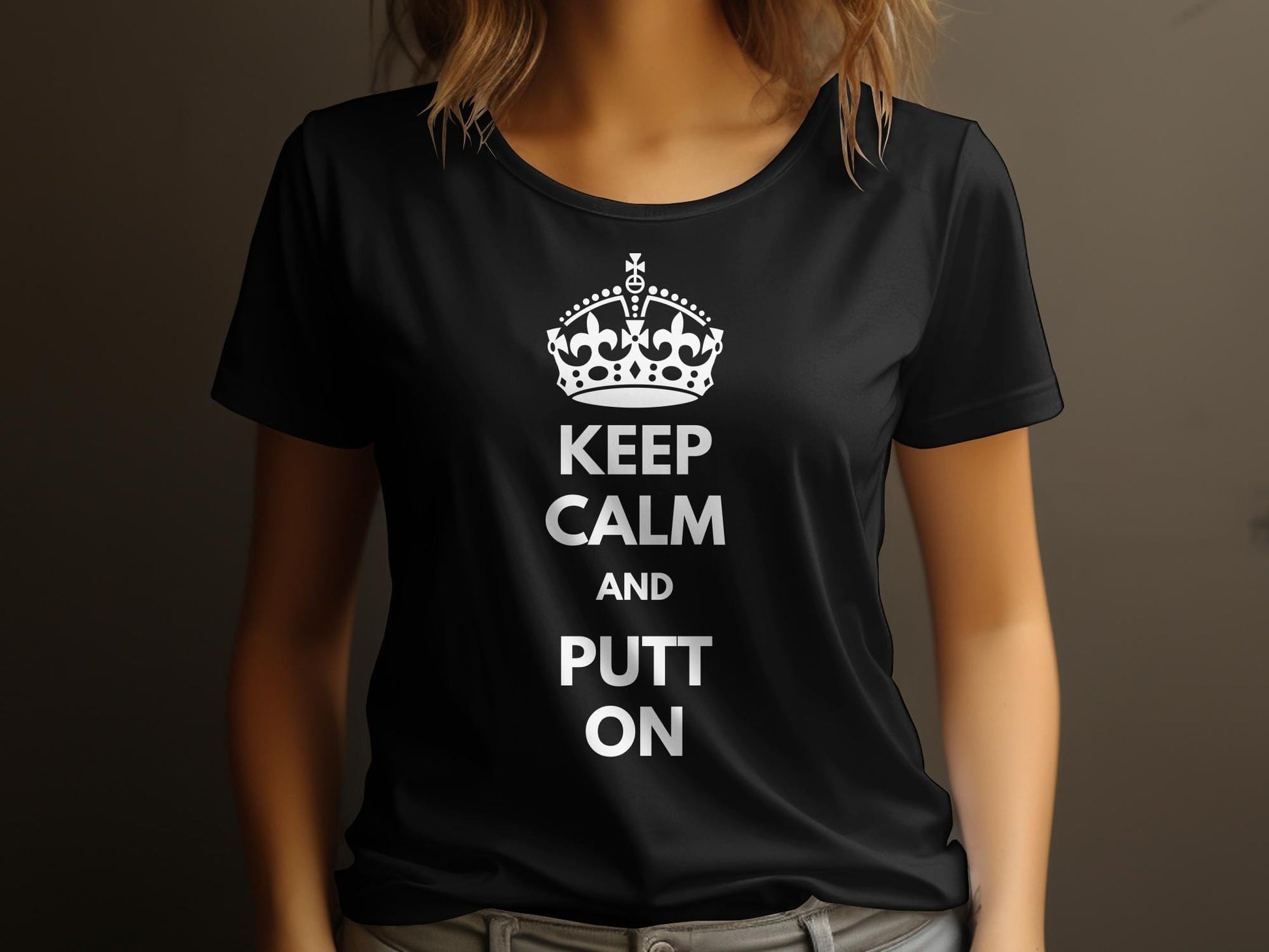 Funny Golfer Gifts  Womens TShirt Keep Calm and Putt On Golf Womans T-Shirt