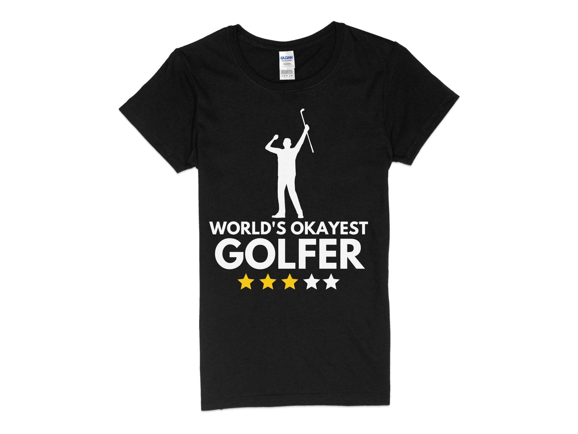 Funny Golfer Gifts  Womens TShirt S / Black Worlds Okayest Golfer Golf Womans T-Shirt