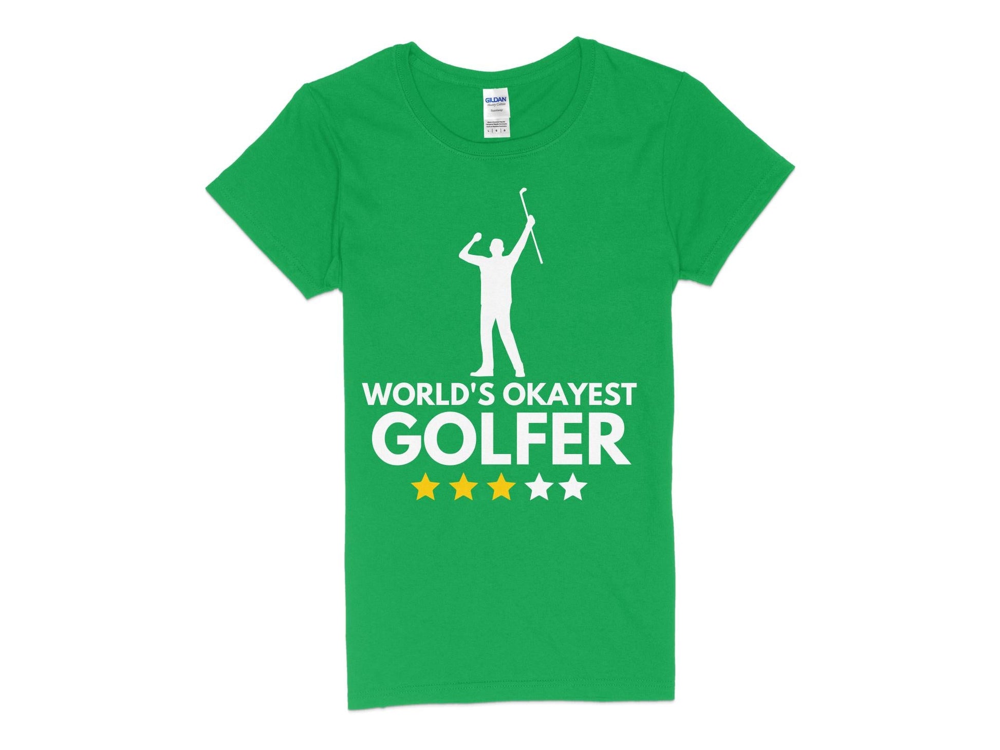 Funny Golfer Gifts  Womens TShirt S / Irish Green Worlds Okayest Golfer Golf Womans T-Shirt