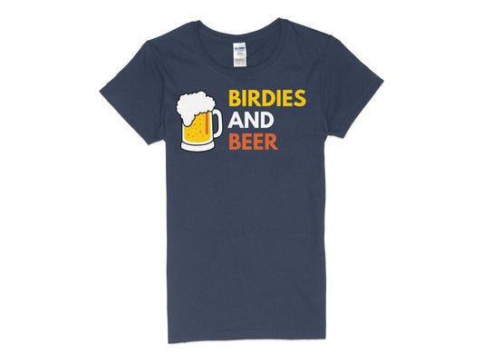 Funny Golfer Gifts  Womens TShirt S / Navy Birdies and Beer Golf Womans T-Shirt