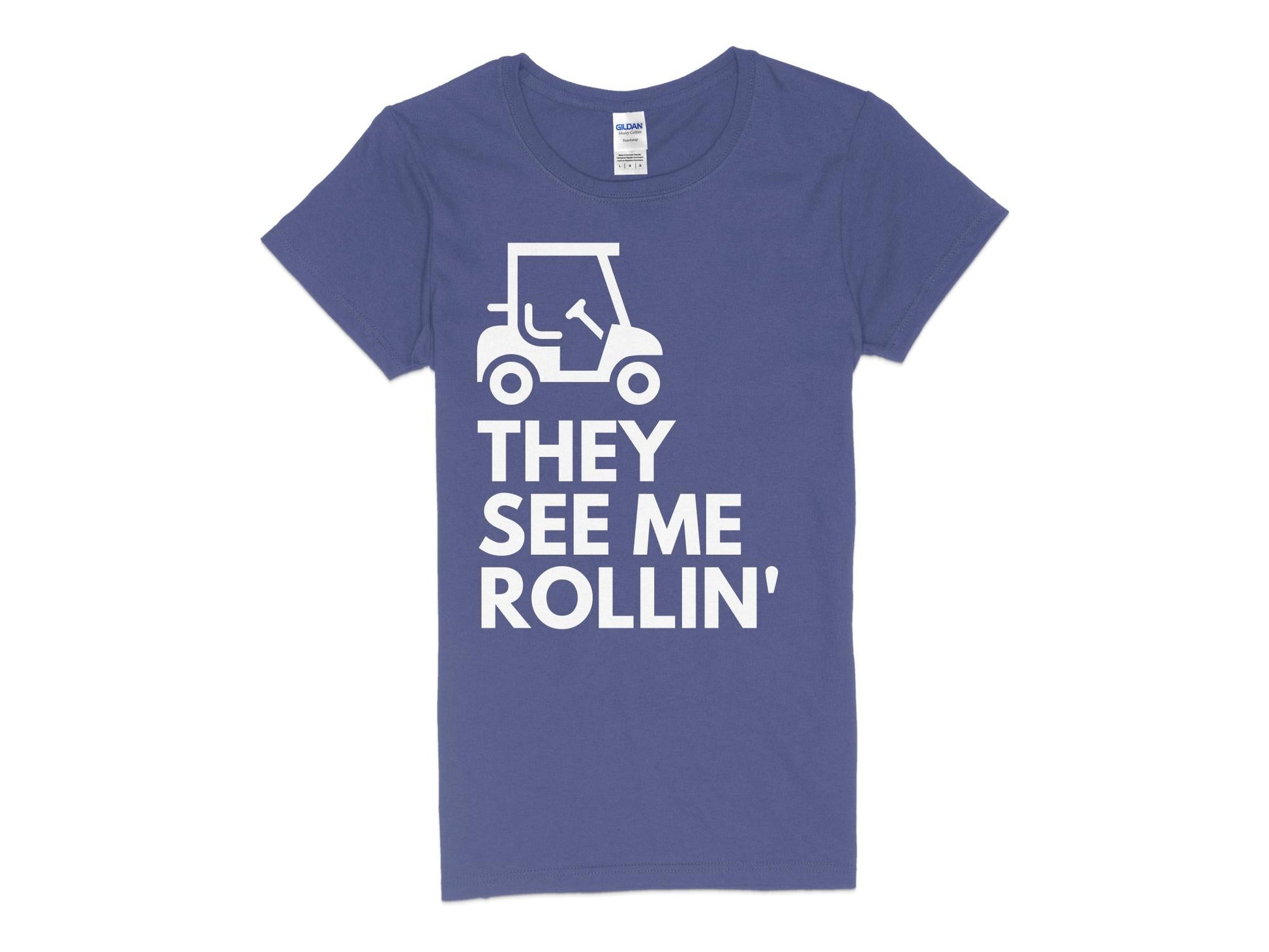 Funny Golfer Gifts  Womens TShirt S / Purple They See Me Rollin Golf Womans T-Shirt