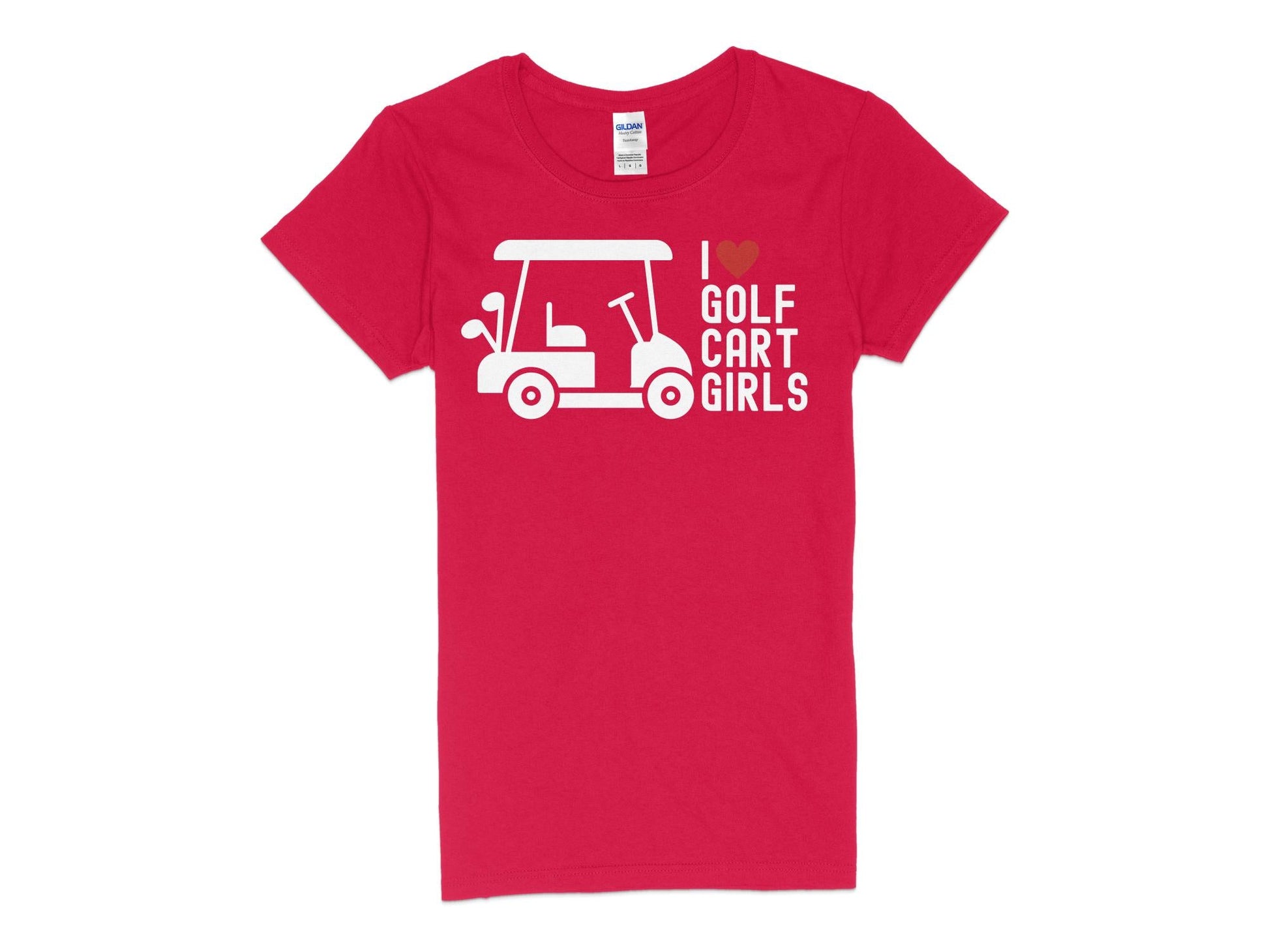 Funny Golfer Gifts  Womens TShirt S / Red I Love Golf Cart Girls Golf Womans T-Shirt