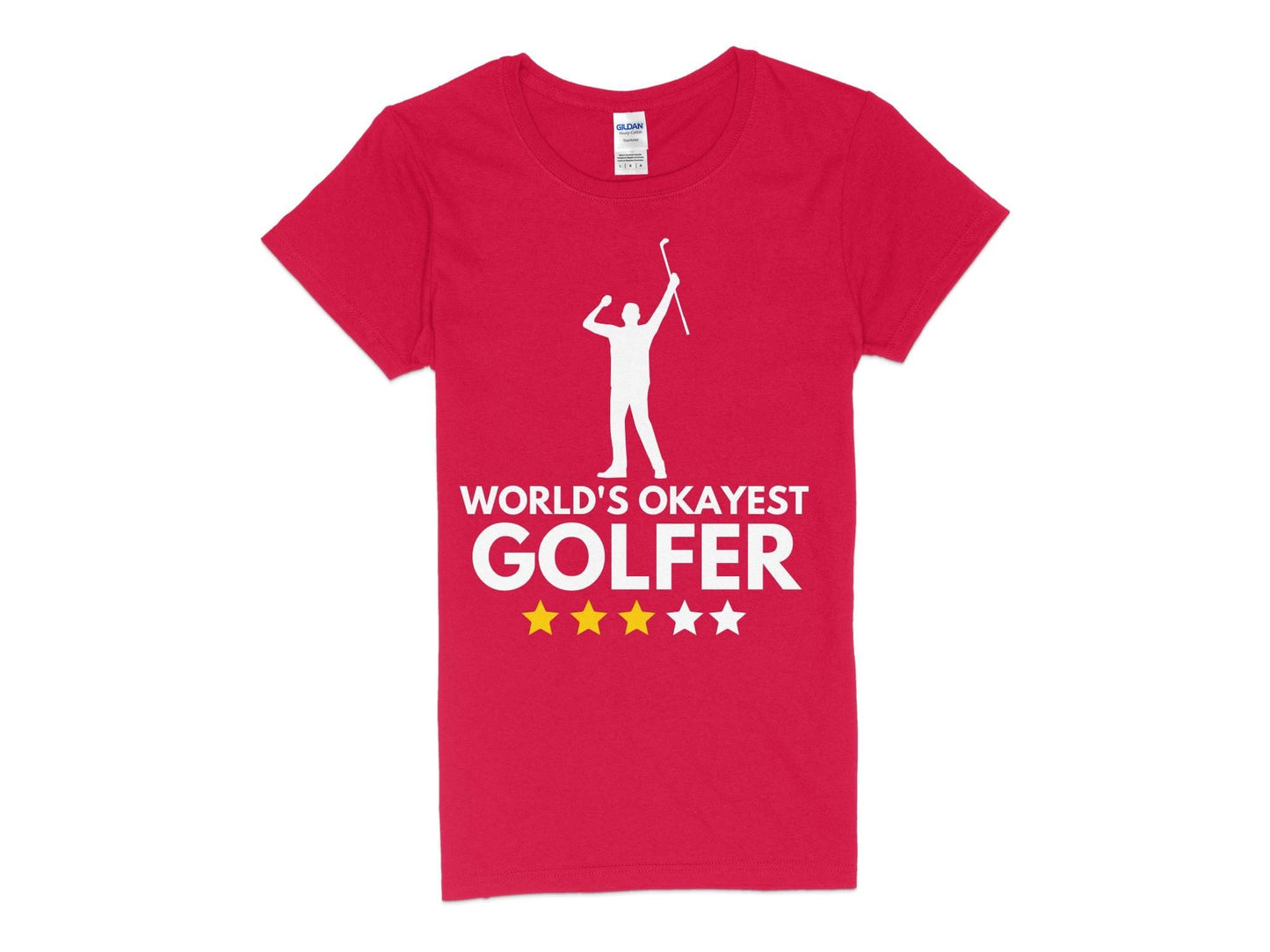 Funny Golfer Gifts  Womens TShirt S / Red Worlds Okayest Golfer Golf Womans T-Shirt