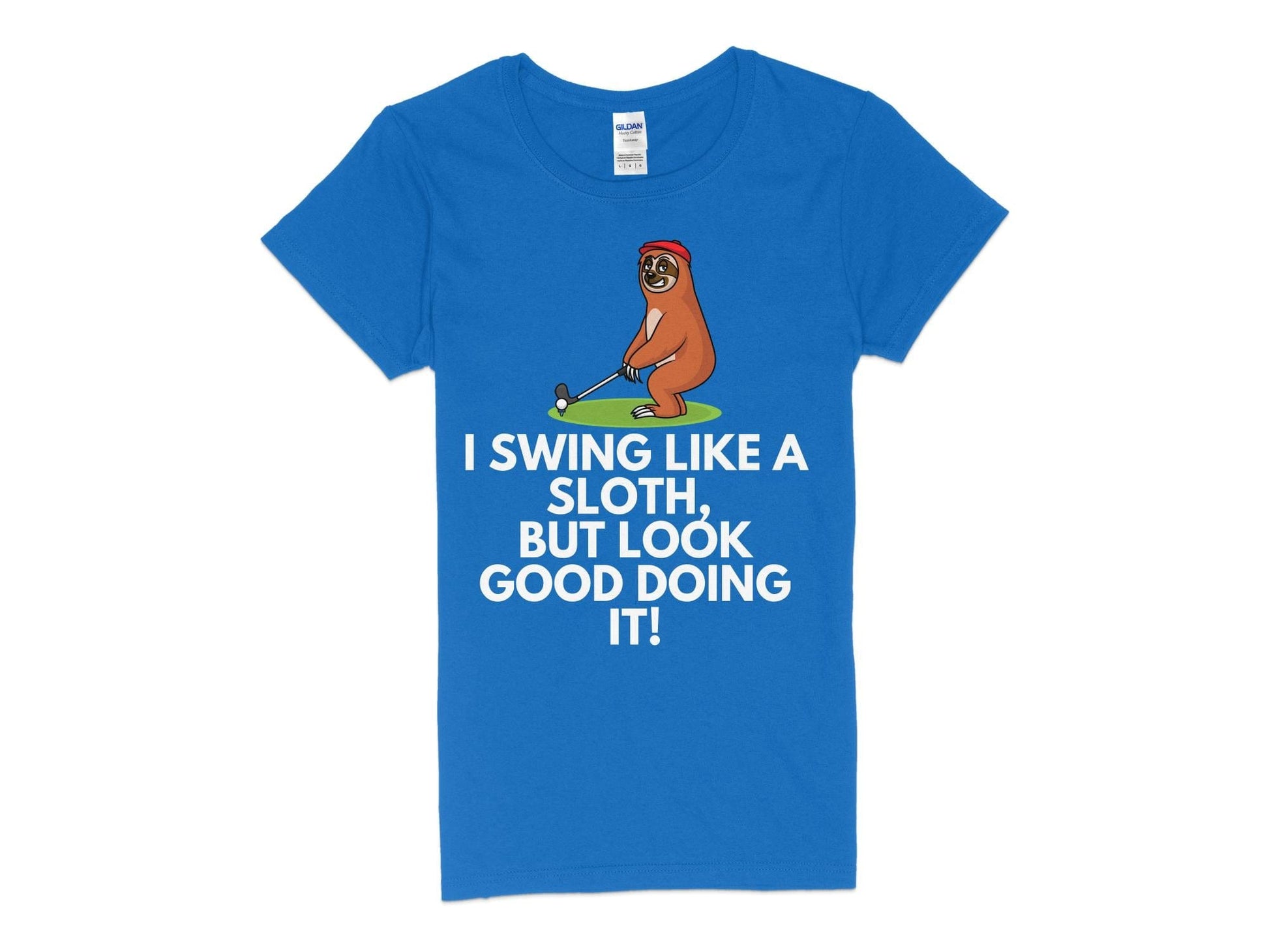 Funny Golfer Gifts  Womens TShirt S / Royal I Swing Like a Sloth Golf Womans T-Shirt