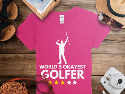 Funny Golfer Gifts  Womens TShirt Worlds Okayest Golfer Golf Womans T-Shirt