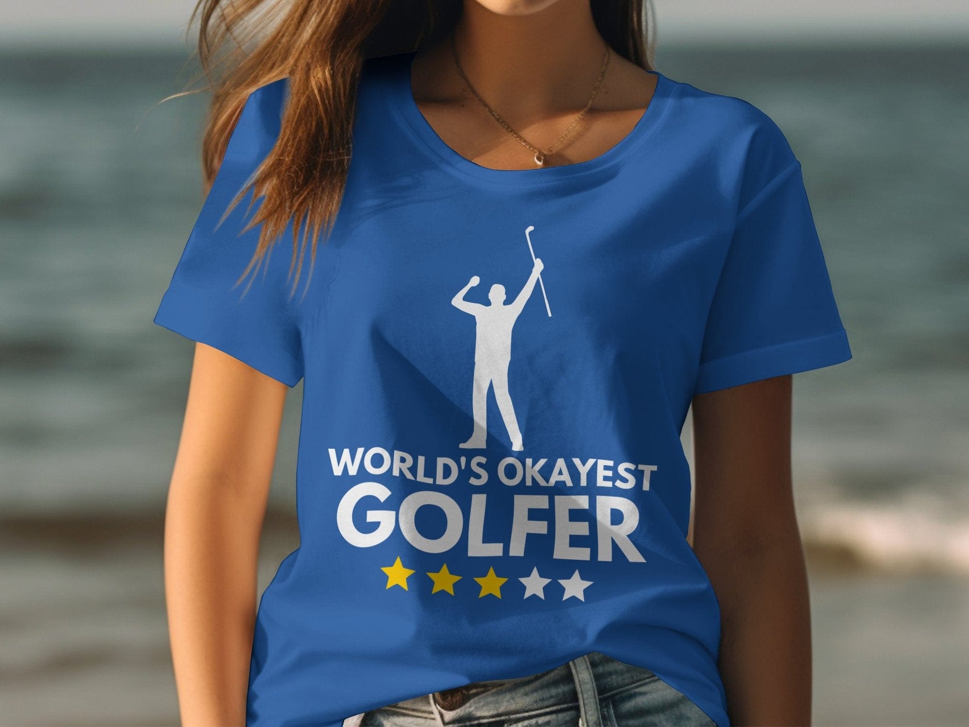 Funny Golfer Gifts  Womens TShirt Worlds Okayest Golfer Golf Womans T-Shirt